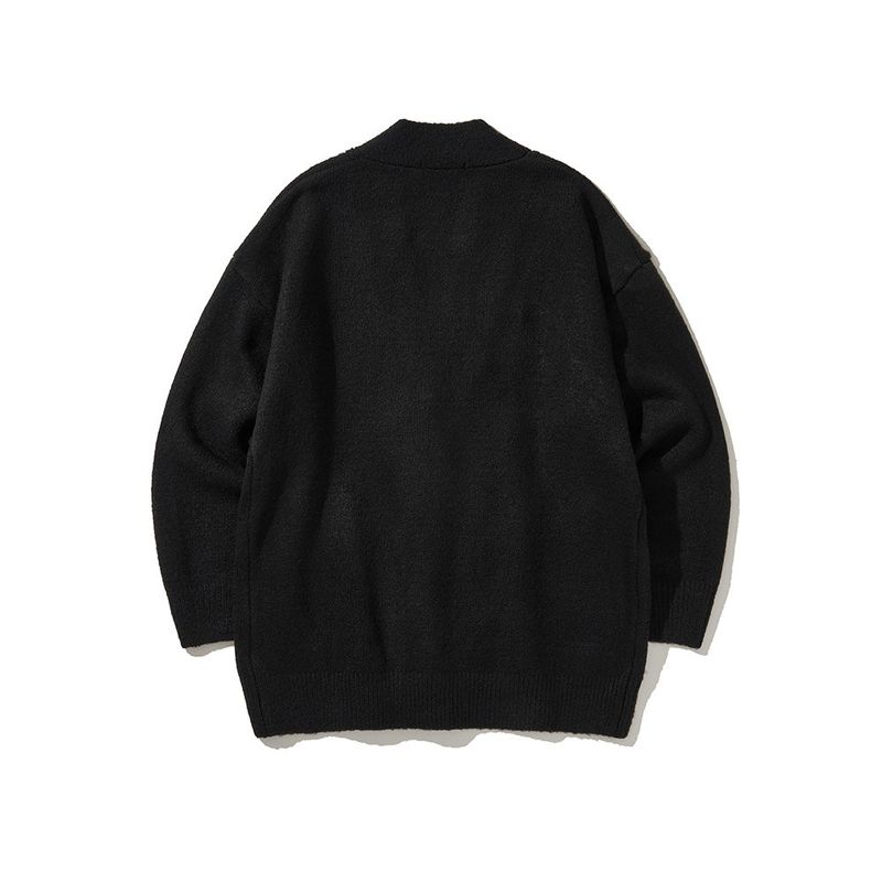 (DUC) Oversized V-neck knit cardigan Black