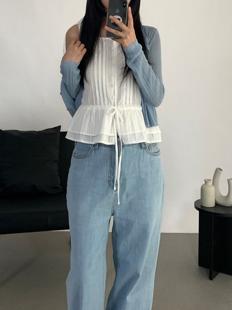Harrison Pintuck Sleeveless Blouse