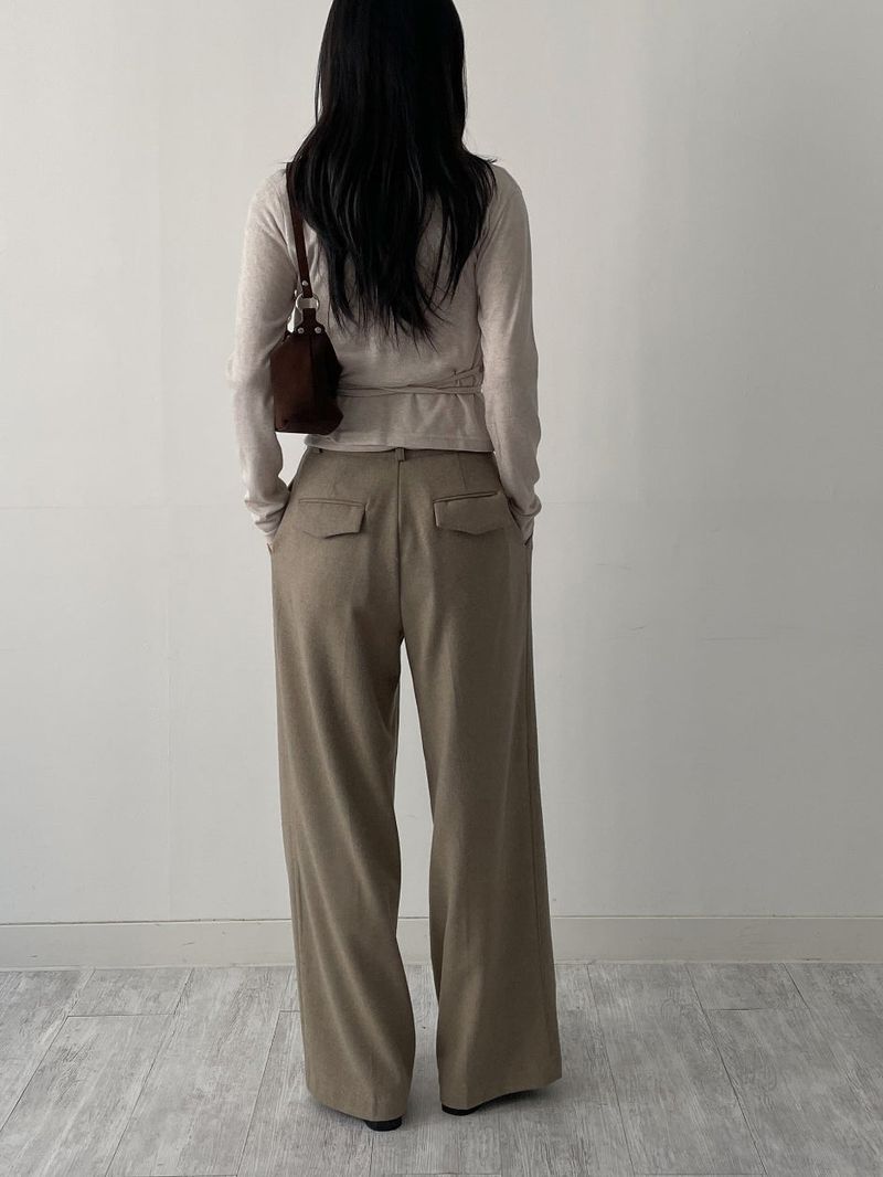 [wool30%/FW] Twill Wool High-Waist Slacks