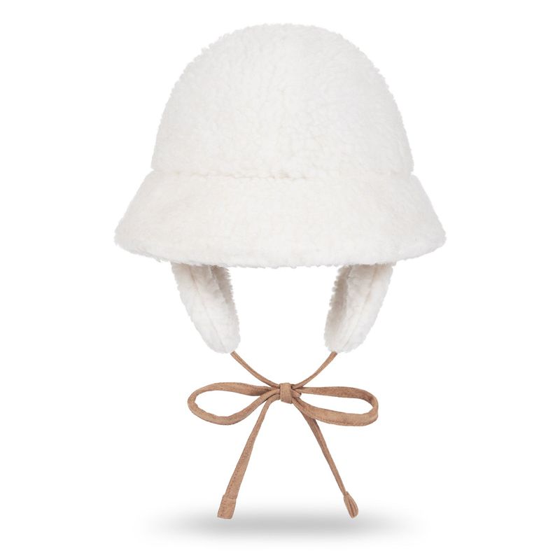 VA Curved Logo Sherpa Fur Flap Bucket Hat / Cream