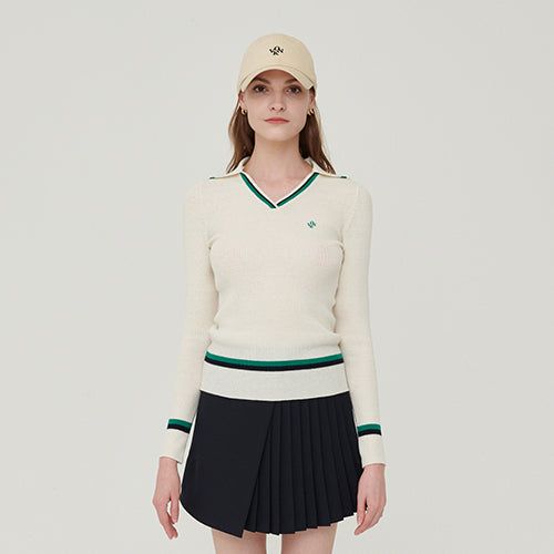 VOKEN（ボケン）の「Line ribbed collar knit（Tops）」