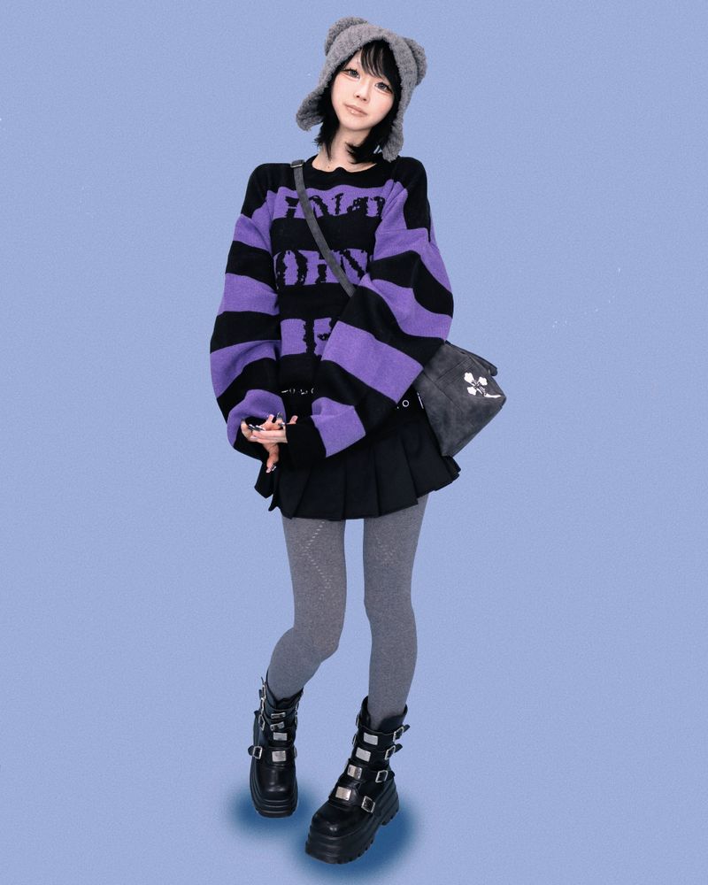 ストライプパンクボックスニット (2color)
