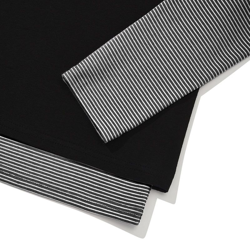 STRIPE LAYERED T-SHIRT 2PACK [BLACK]