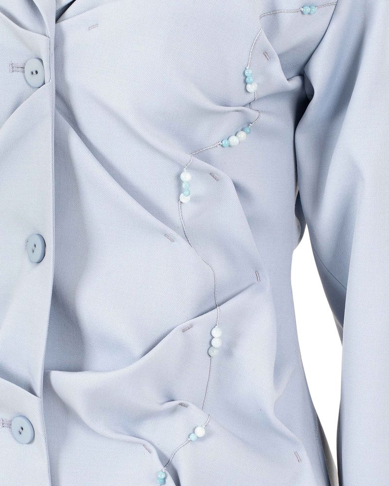 DOZI - Beaded Slim Jacket _ Sky Blue