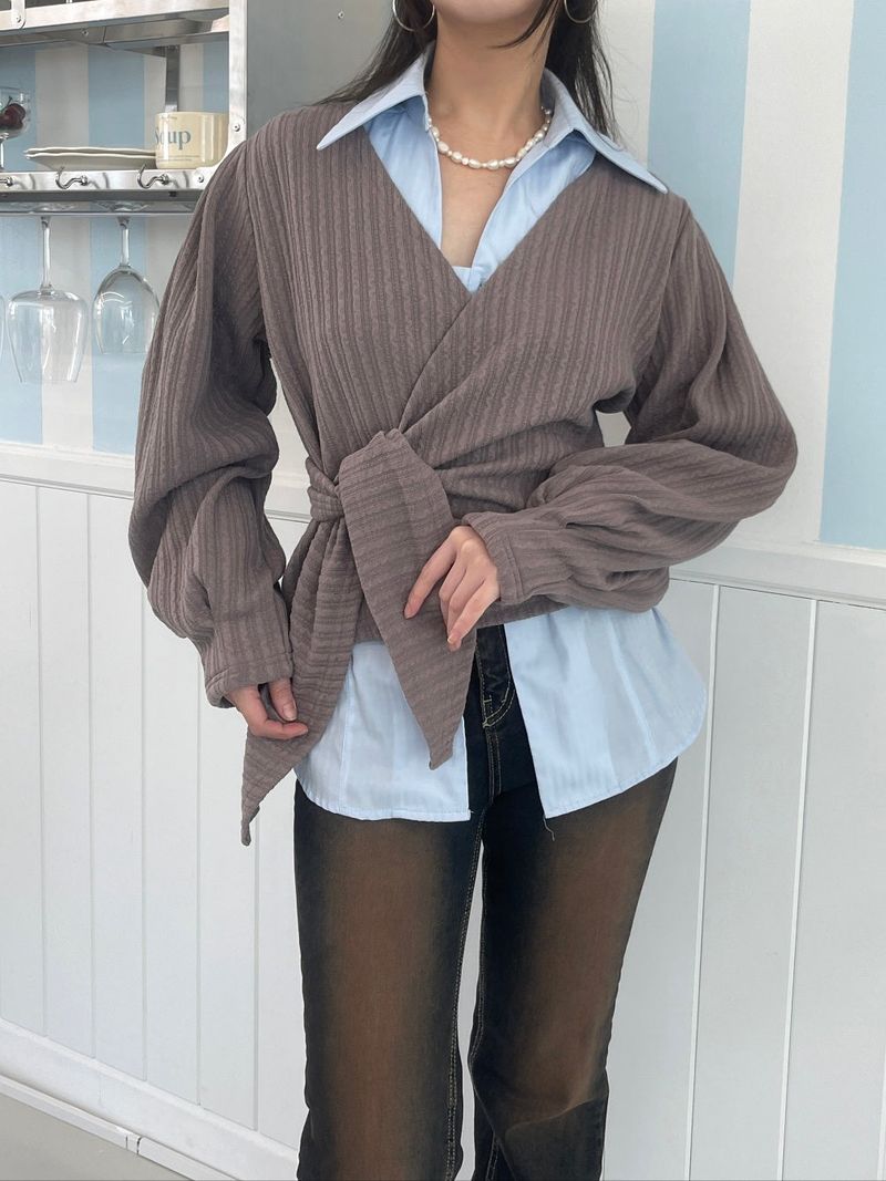 Knit Wrap Blouse