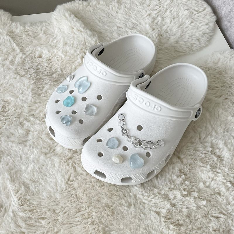 [made]blue pearl pebble resin shoes charm set 