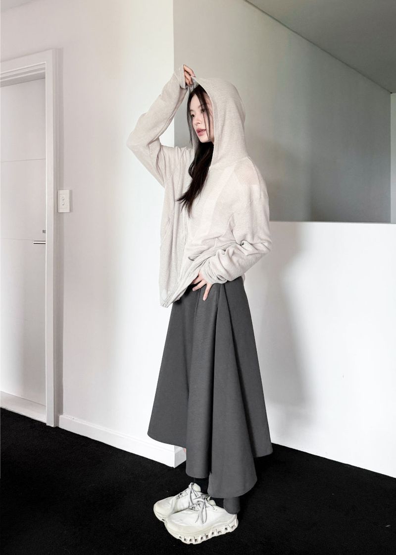 SOFT KNIT HOOD ZIP-UP
