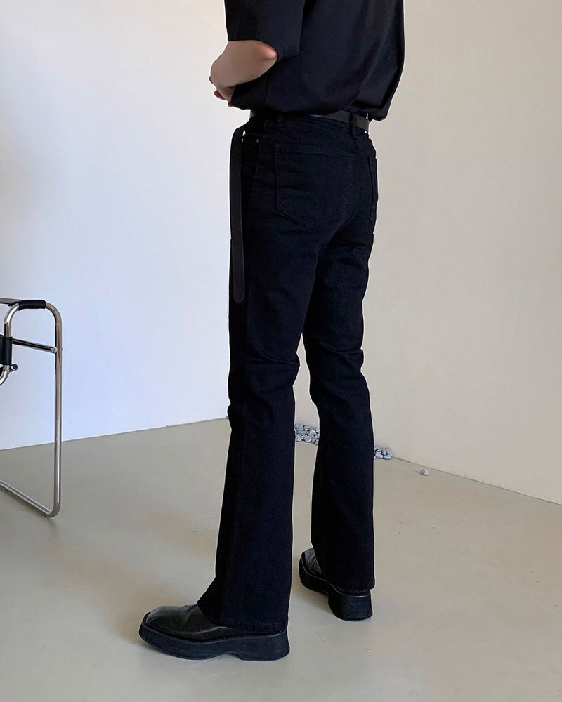 MG601 Semi boot cut black jeans