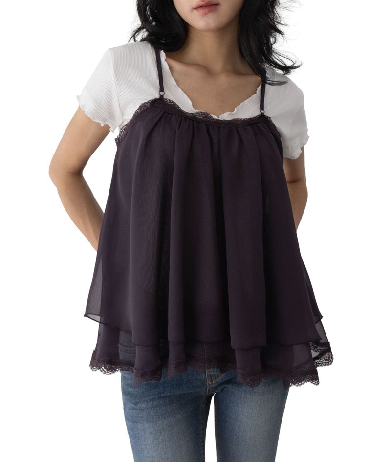 Pony Adjustable Strap Chiffon Top