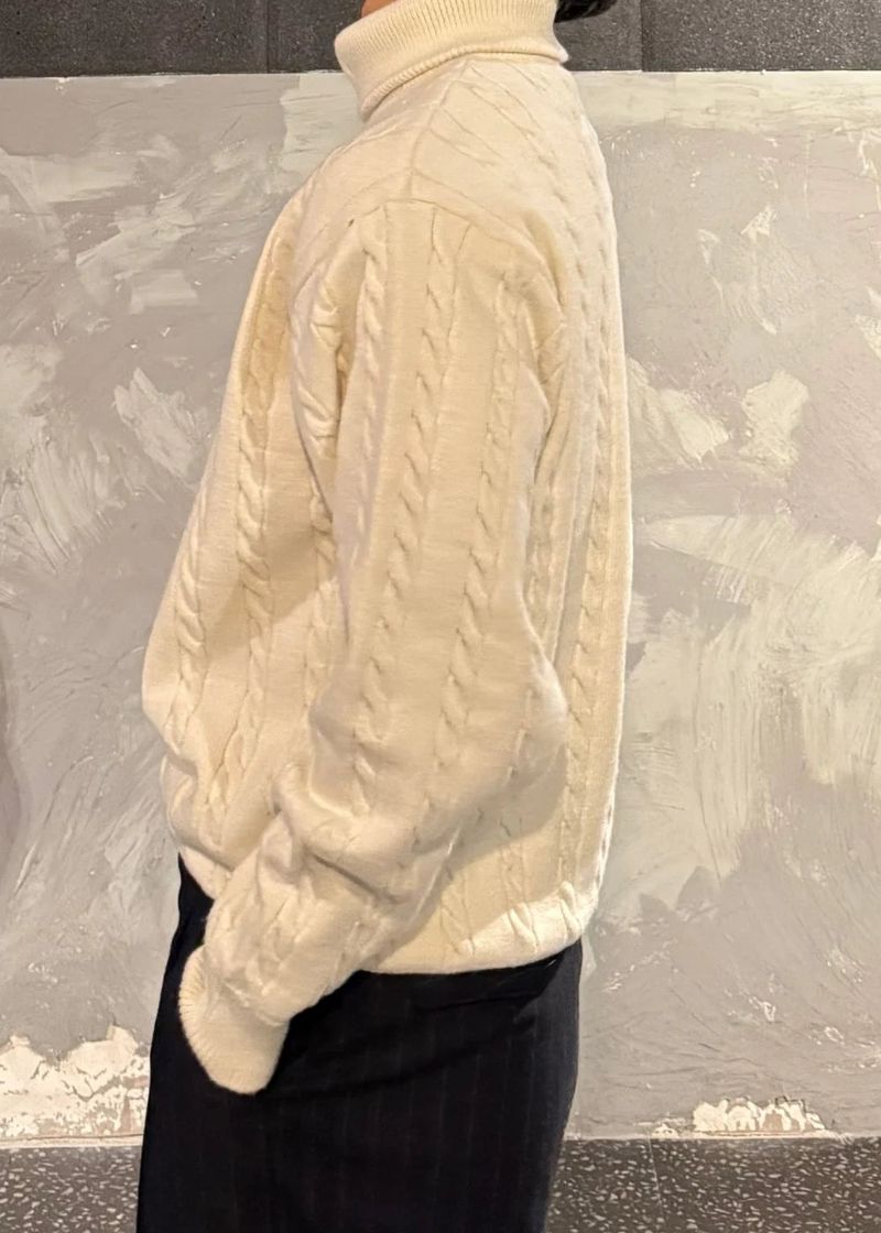 High-Neck Cable Half-Zip Up Knit 6COLOR