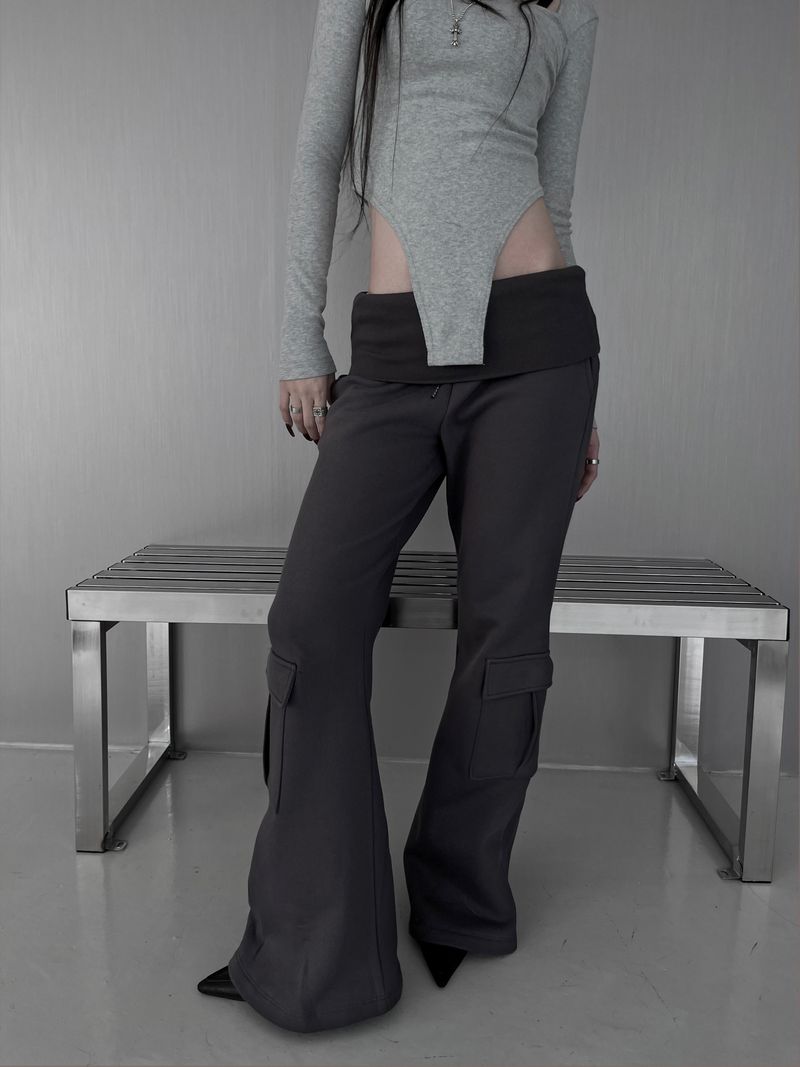 folded cargo bootcut pants (fleece-lined / 2color)