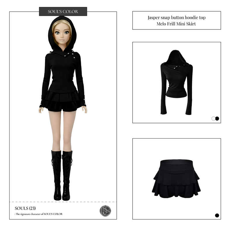 Jasper snap button hoodie top (2color)