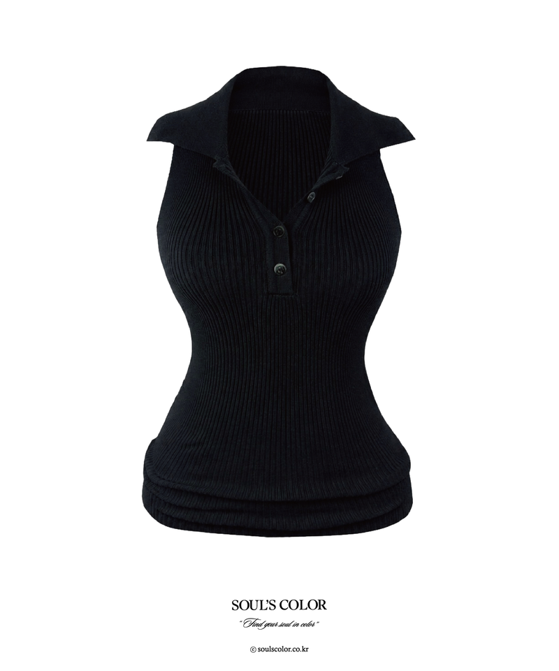SOUL'S COLOR（ソウルズカラー）の「Mirel Rib Collar Knit Top (2color)（Tops）」