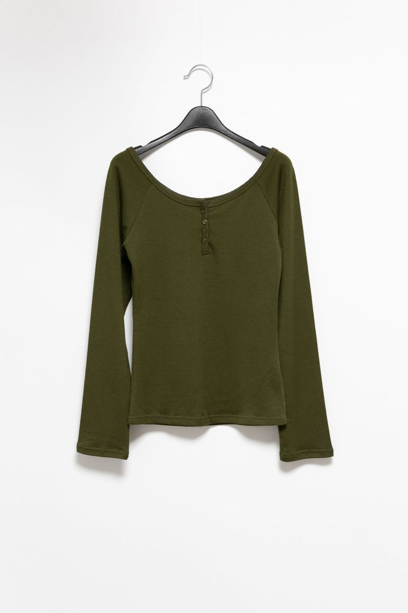 4 button deep neck long top(4colors)