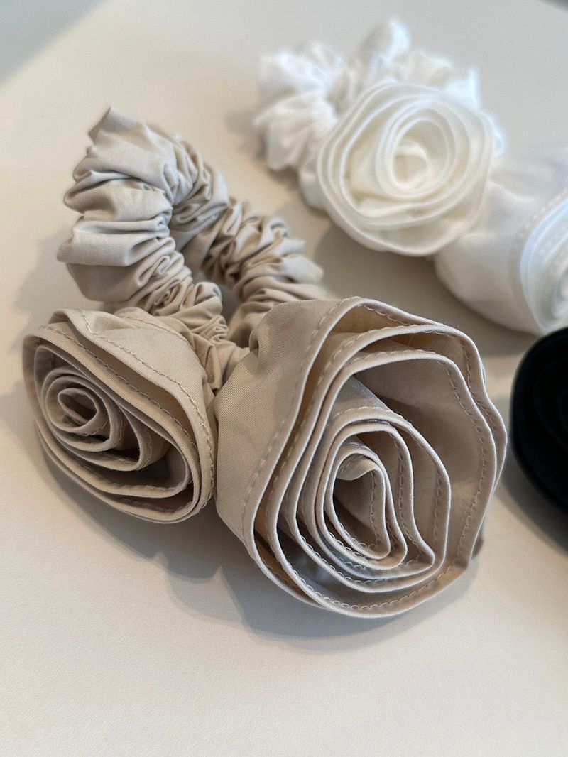 Cotton hand made rose scrunchie (3color)