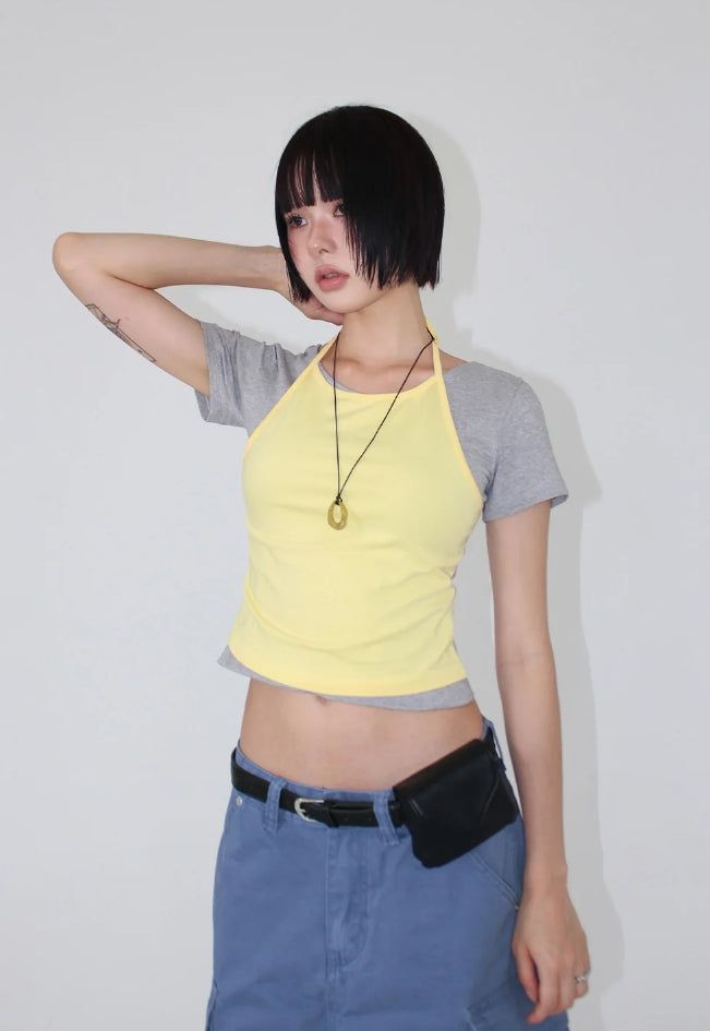 AAKE(アケ)の「OVERLAP HALTER TEE(Tops)」
