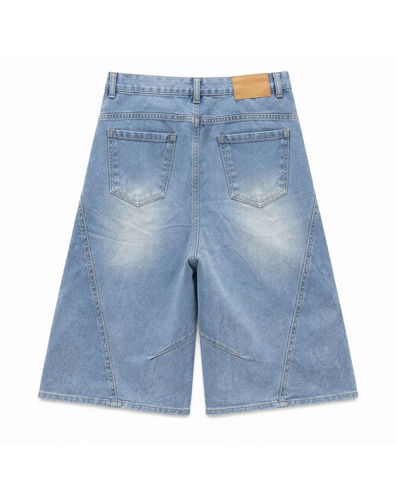 Rond Curved Washed Bermuda Denim