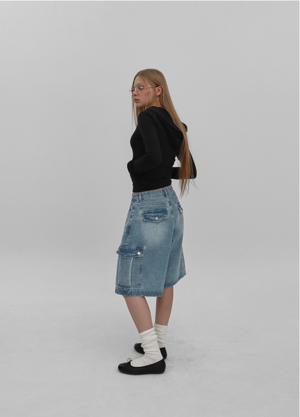[MADE] Current Cargo Bermuda Denim Pants