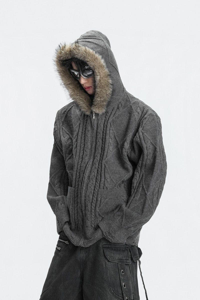 Argue Cultureの「Faux Fur Knit Zip-Up Hoodie（Tops）」