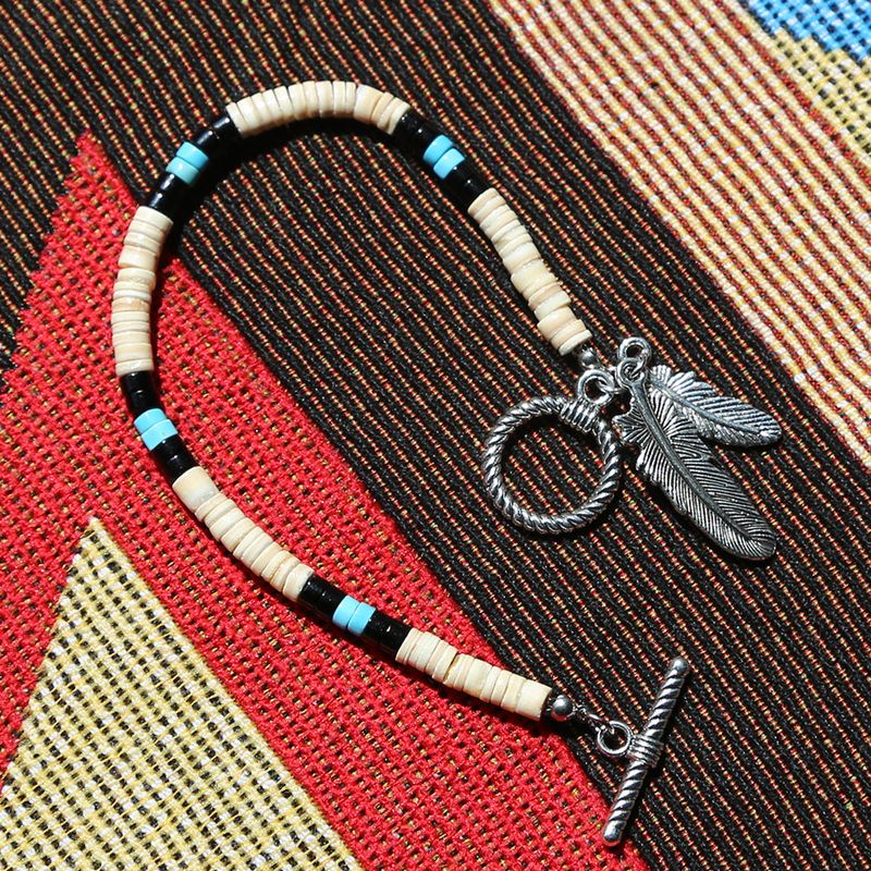 NA shell & turquoise beads bracelet