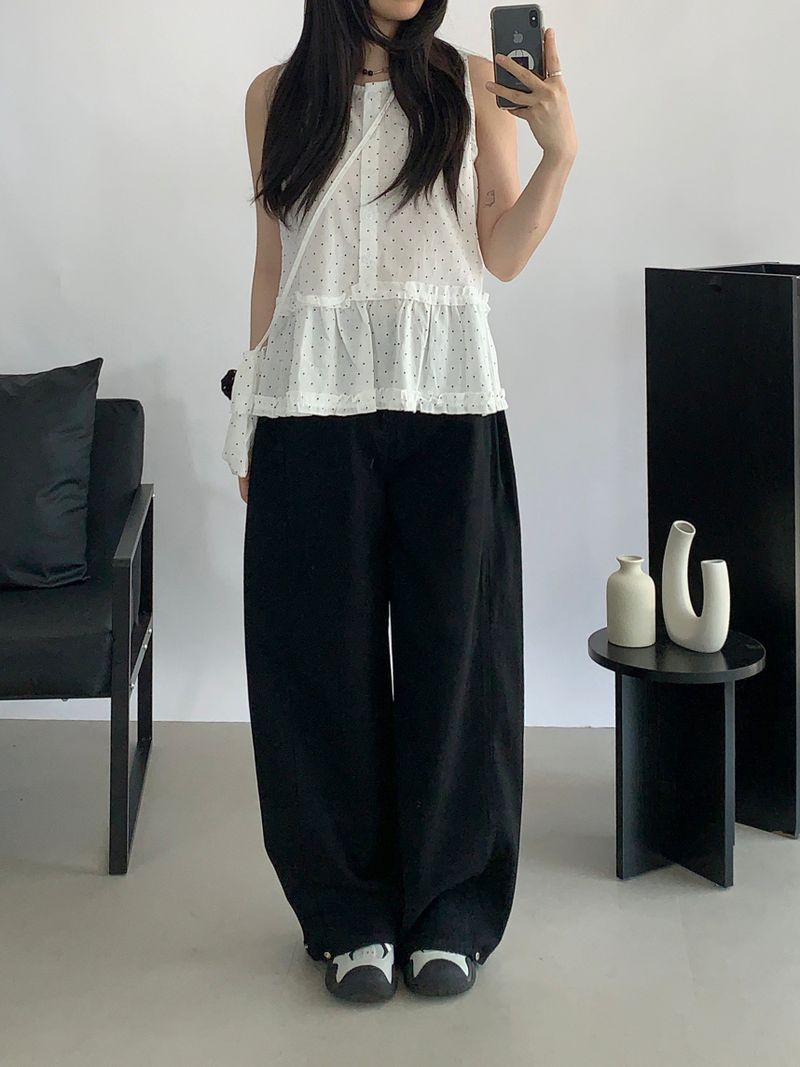 Cabri balloon button wide pants