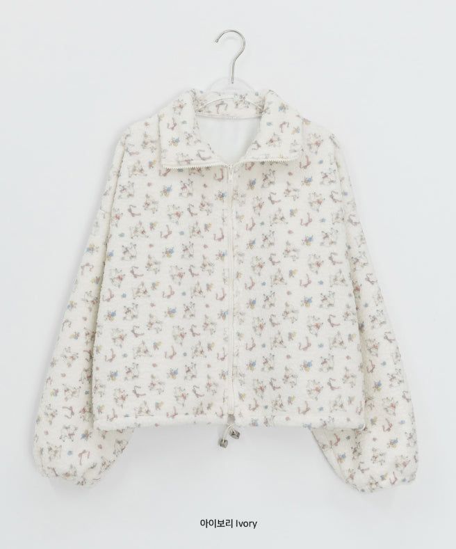 Fiola Brushed Printing Fleece Zip-Up Jumper