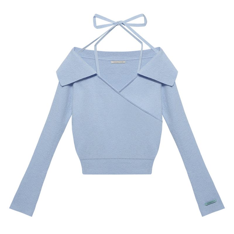 Strap one-shoulder sweater