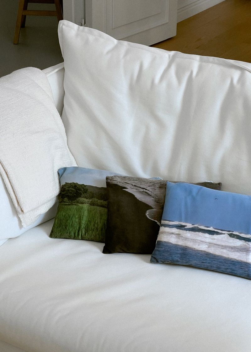 nature pillow blanket - blue bada