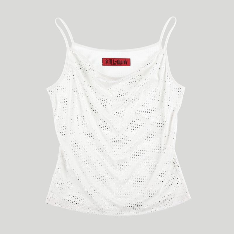 GLITTER COWL NECK CAMISOLE: WHITE