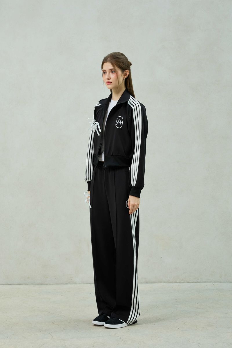 RIBBON JERSEY TRACK TOP / BLACK