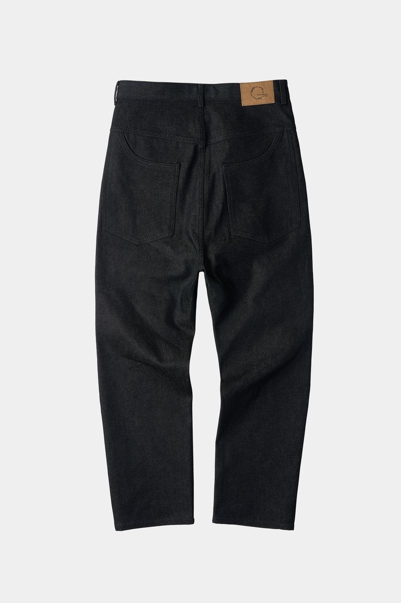 Natural High Waist Baggy Fit Denim Pants (Black)