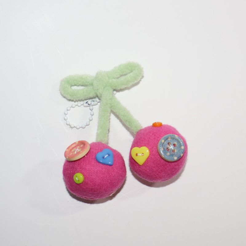 【MADE】BUTTON CHERRY KEYRING-PINK