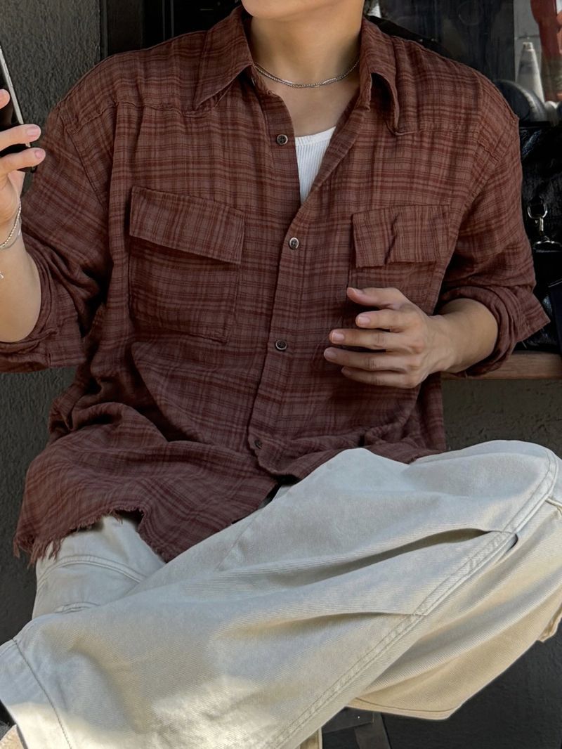 Belted cut line dying cargo pants