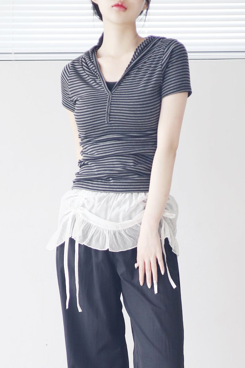 NONCODE（ノンコード）の「Lunin Stripe Hooded T-Shirt（Tops）」