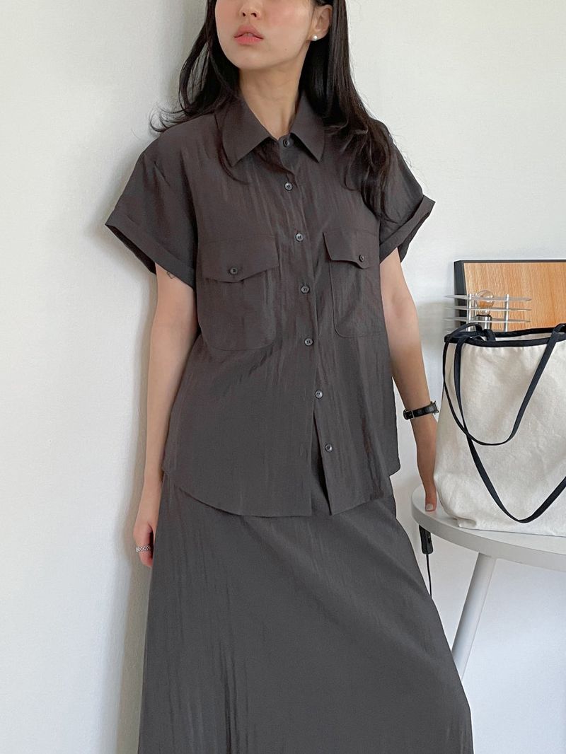Even Nylon Roll-up Short Sleeve Shirt