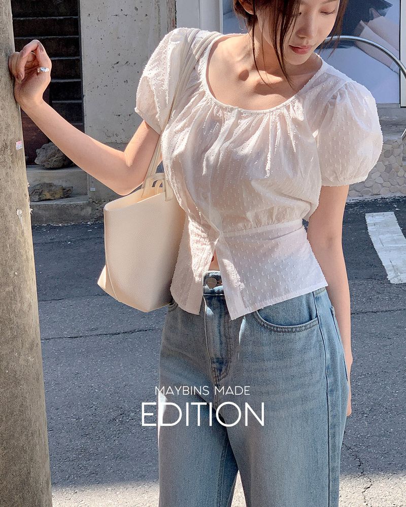 [MADE] Mico puff short‑sleeve blouse