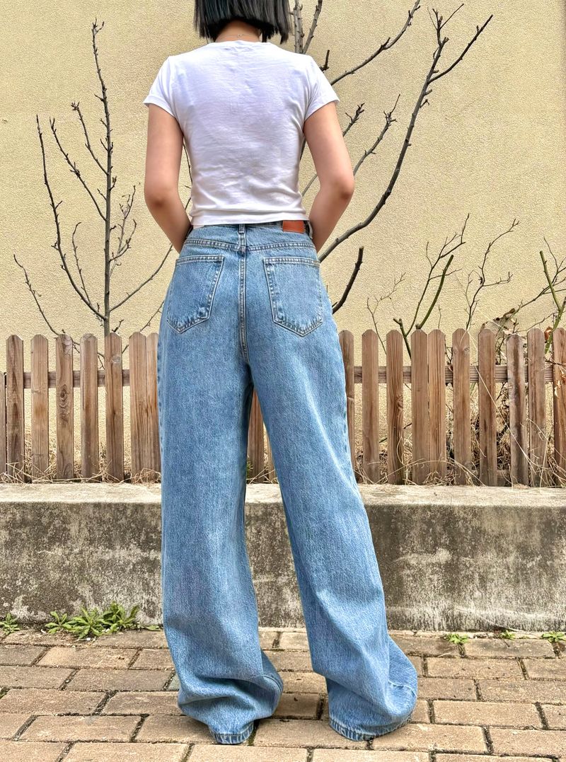 WRAP WAIST WIDE FIT DENIM PANTS code 18104