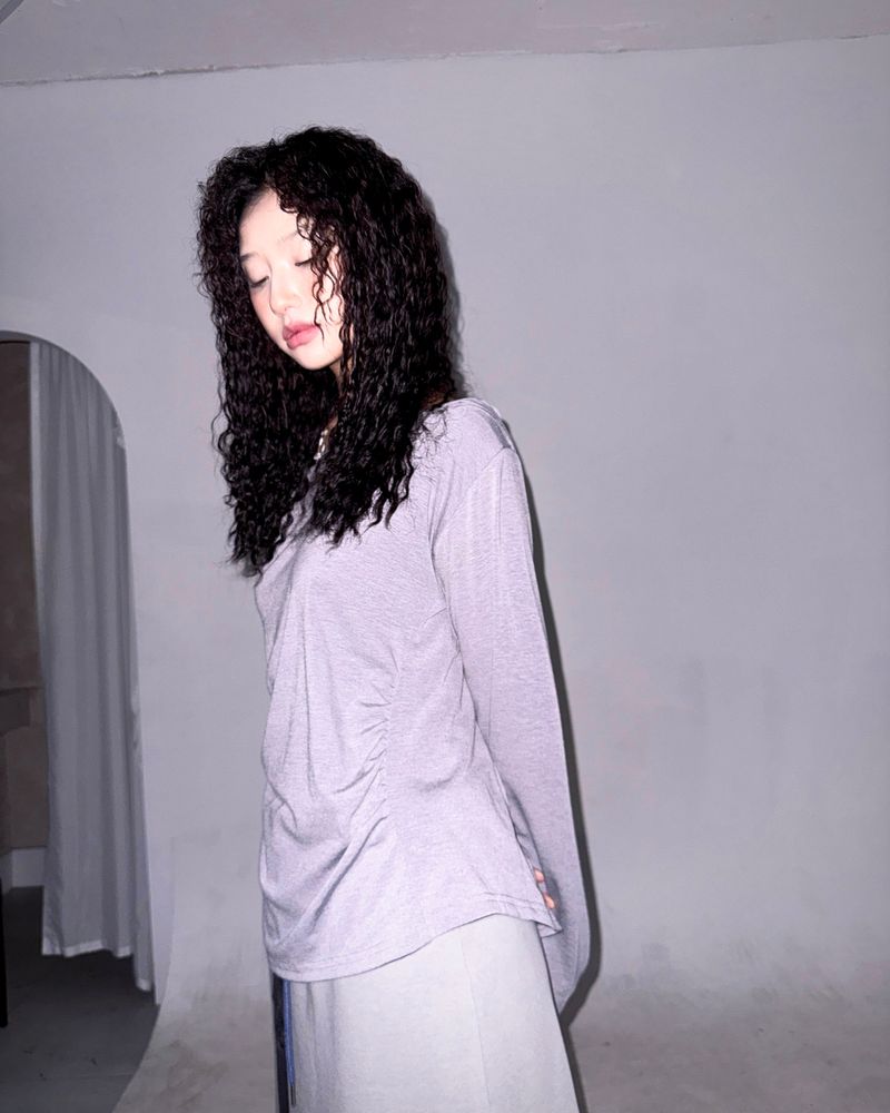 (2color) Shirring Boat Neck Soft Hoodie