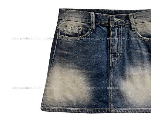 Lao washing denim mini skirt
