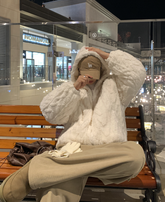 Nechis Cable Mink Fur Overfit Hooded Padding