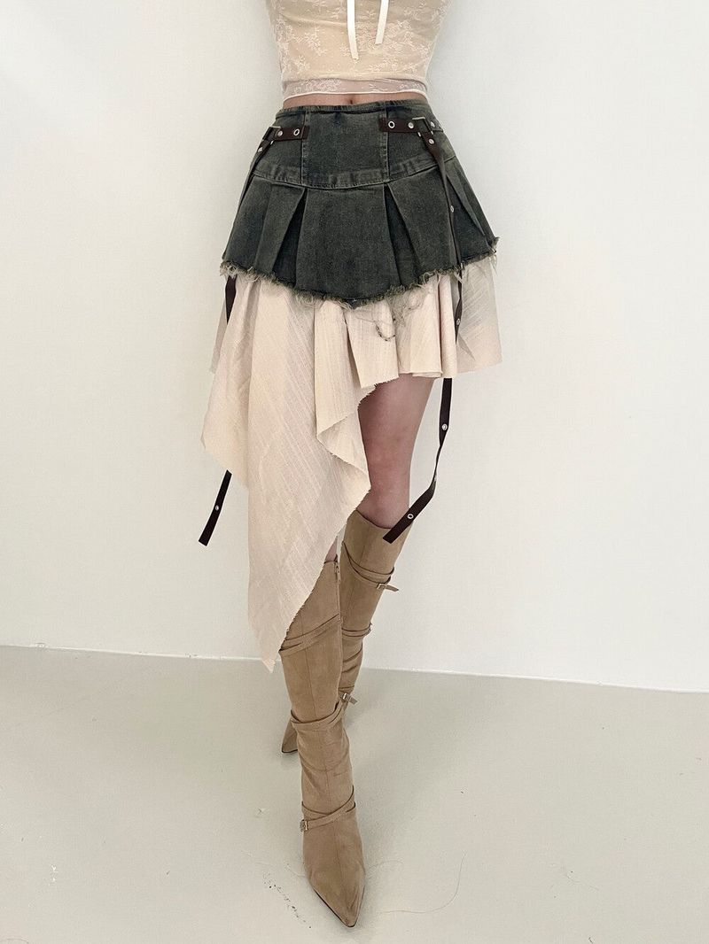 Seow(ソウ)の「1421. Denim ruffle unbal sk (2color)(Skirts)」