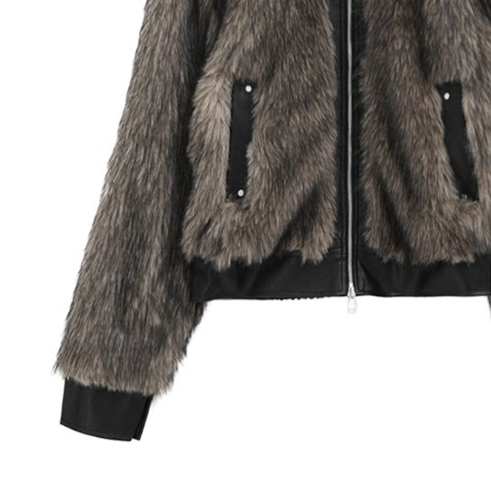 Casey High Neck Leather Fur Jumper