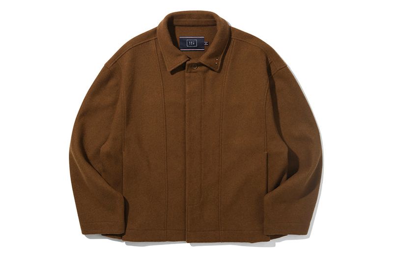 DOUBLE LAYER WOOL JACKET_BROWN