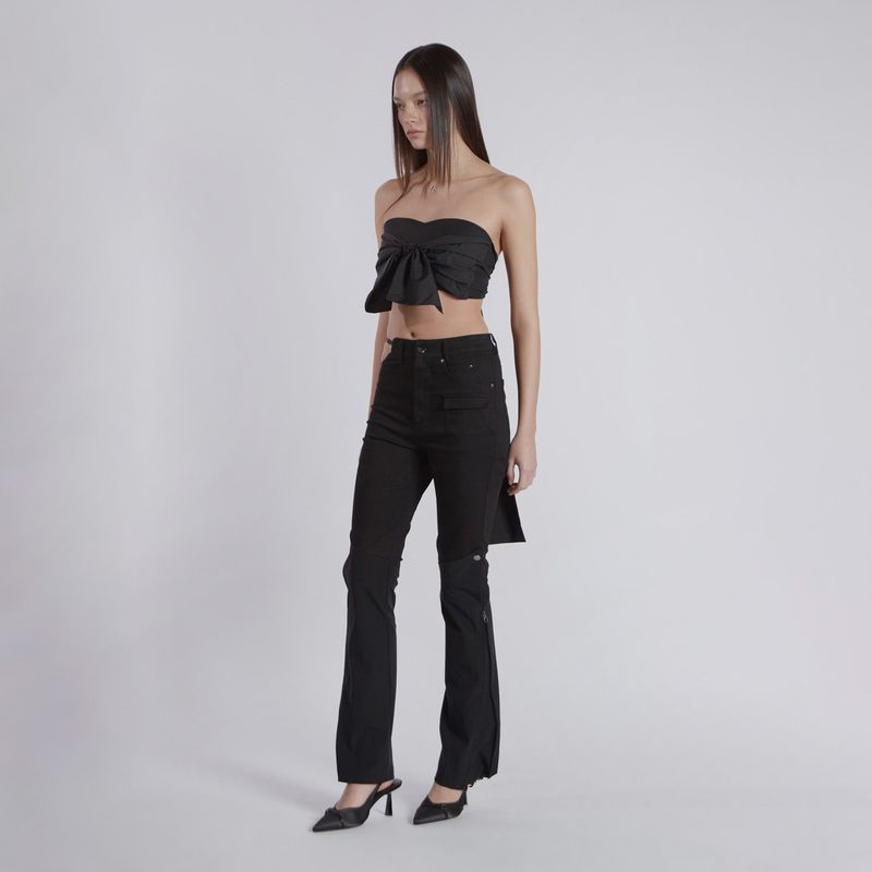 UNDERSTRAP KNEE DETAIL PANTS(BLACK)