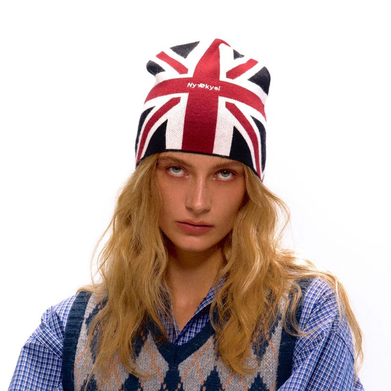 NyDkyel™ Union Jack knitted embroidery logo cold hat