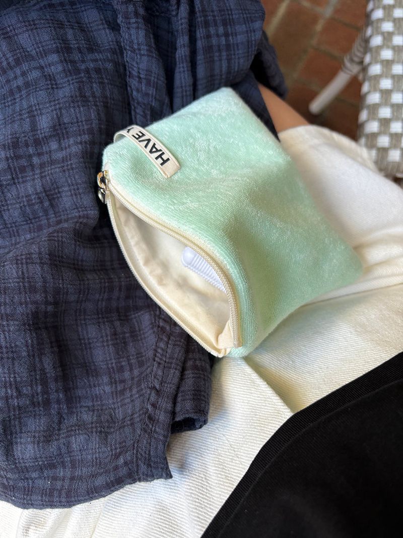 Terry flat pouch - mint , M size
