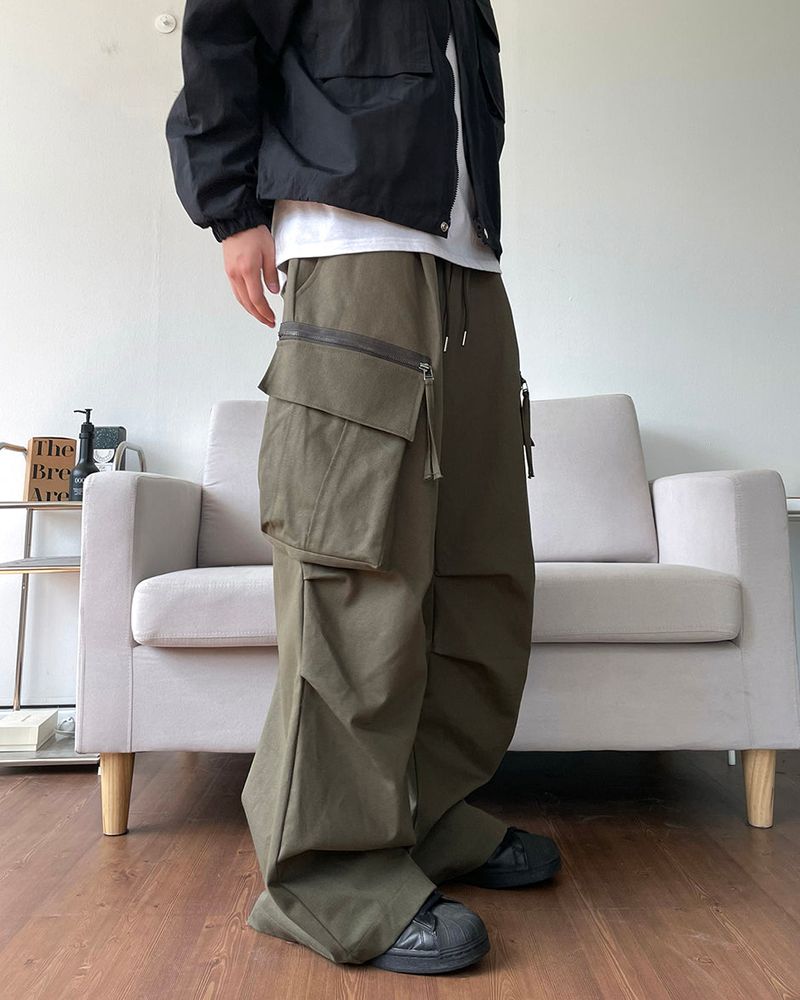 Zipper Big Cargo Cotton Pants