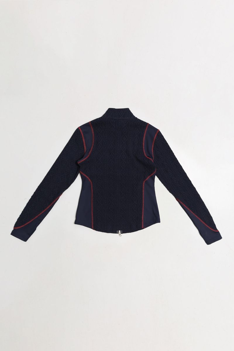 AIR CABLE KNIT HALF 2WAY ZIP UP JACKET-NAVY LIGHT