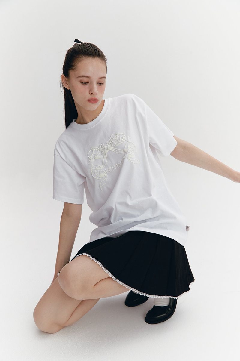 Ribbon Boxy T White