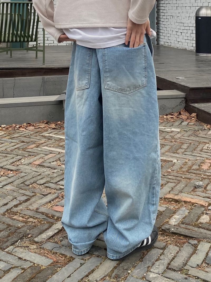 Brush denim balloon pants 2C
